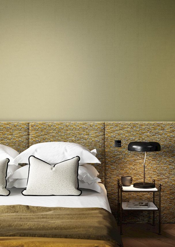 Non-woven wallpaper, brown-green, fabric imitation, FOL901, Rhapsody, Masureel