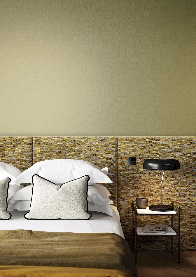 Non-woven wallpaper, brown-green, fabric imitation, FOL901, Rhapsody, Masureel