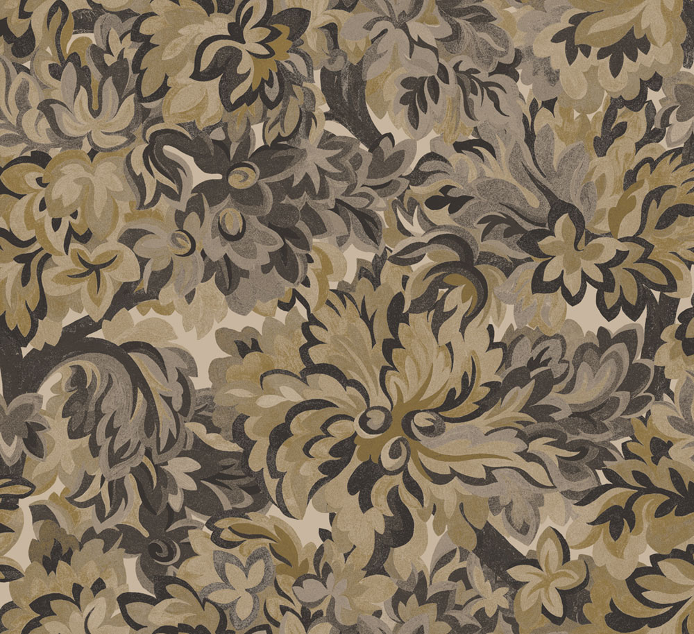 Non-woven wallpaper, brown-grey, flowers, RHA002, Rhapsody, Masureel