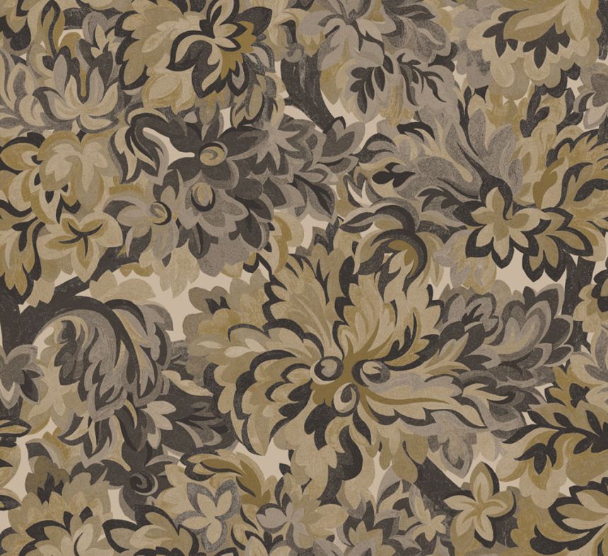 Non-woven wallpaper, brown-grey, flowers, RHA002, Rhapsody, Masureel