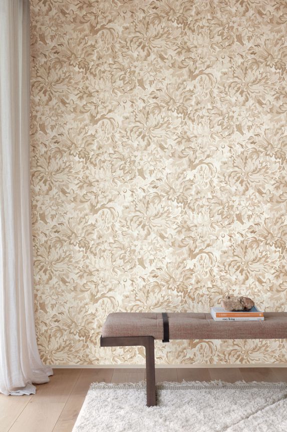 Non-woven wallpaper, brown-grey, flowers, RHA002, Rhapsody, Masureel