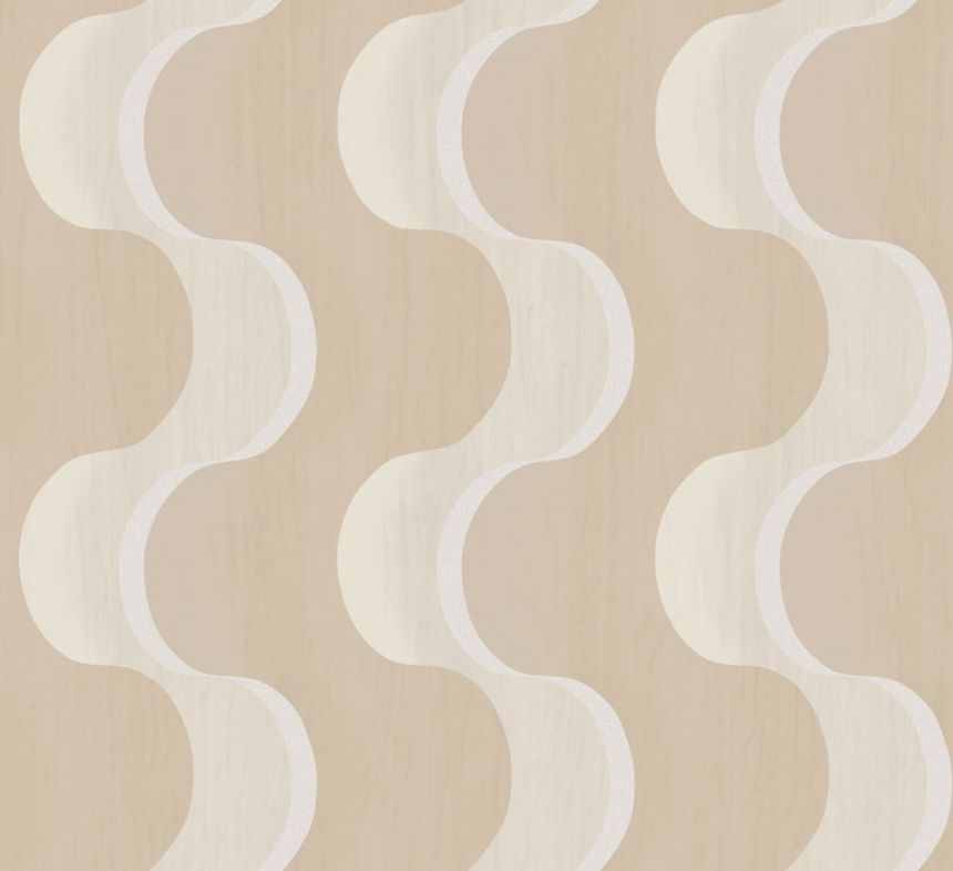 Non-woven wallpaper, beige, 3D waves, RHA101, Rhapsody, Masureel