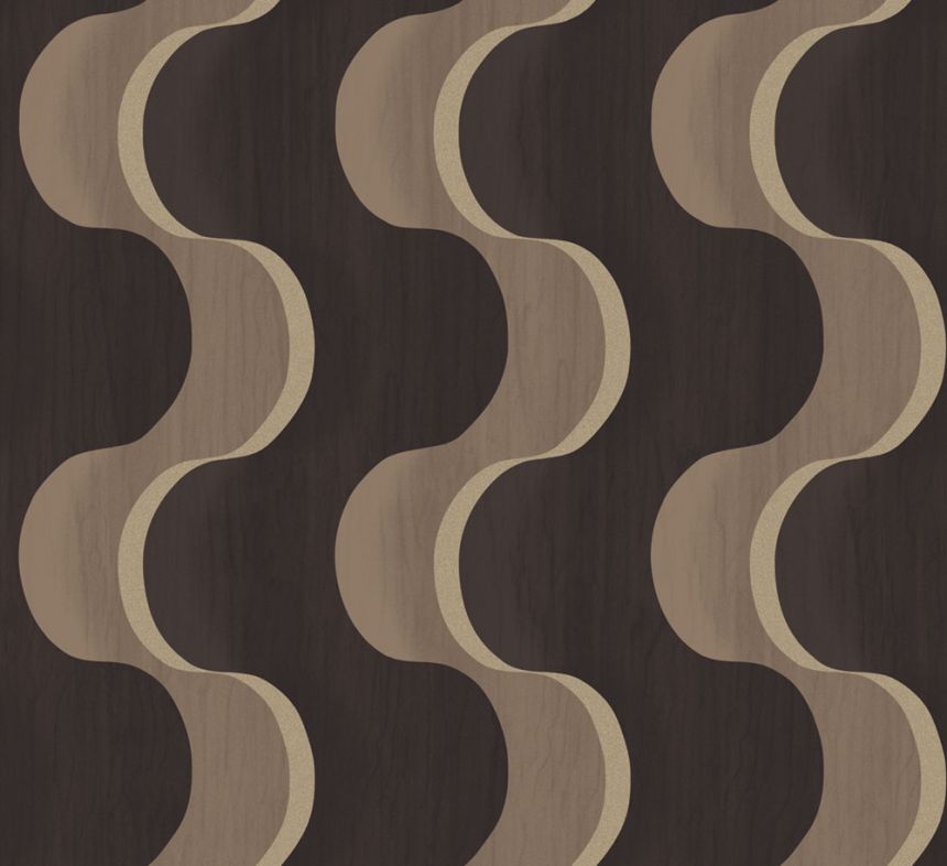 Non-woven wallpaper, brown-black, 3D waves, RHA102, Rhapsody, Masureel