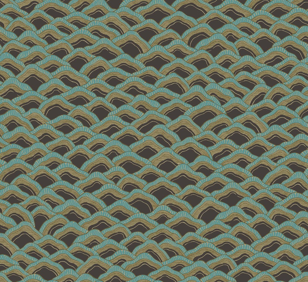 Non-woven wallpaper, black-green, landscape, RHA303, Rhapsody, Masureel