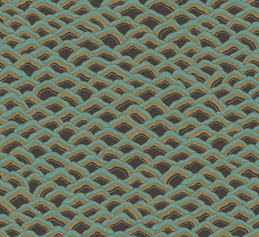 Non-woven wallpaper, black-green, landscape, RHA303, Rhapsody, Masureel