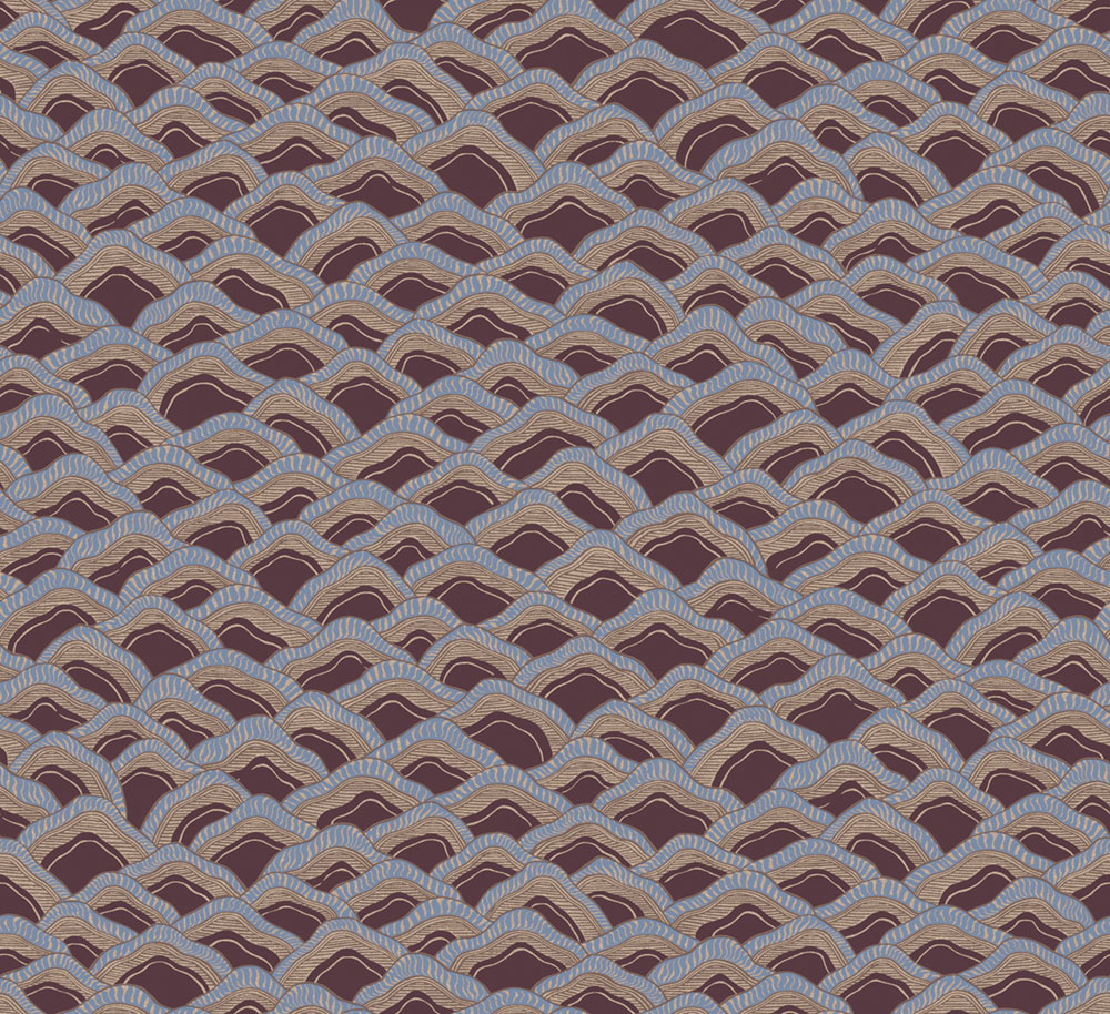 Non-woven wallpaper, burgundy-blue, landscape, RHA304, Rhapsody, Masureel