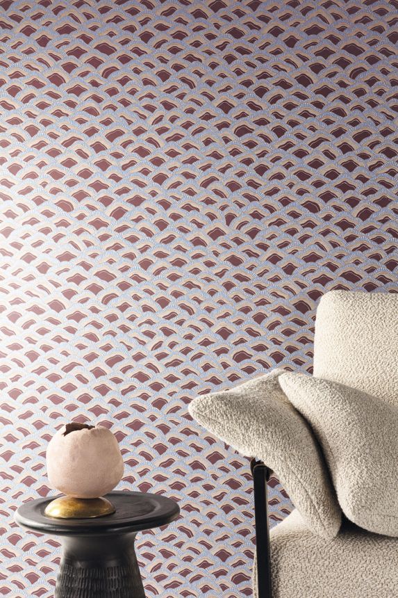 Non-woven wallpaper, burgundy-blue, landscape, RHA304, Rhapsody, Masureel