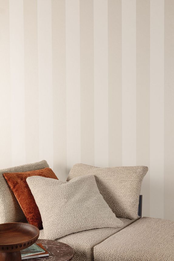 Non-woven wallpaper, grey-white, stripes, RHA404, Rhapsody, Masureel