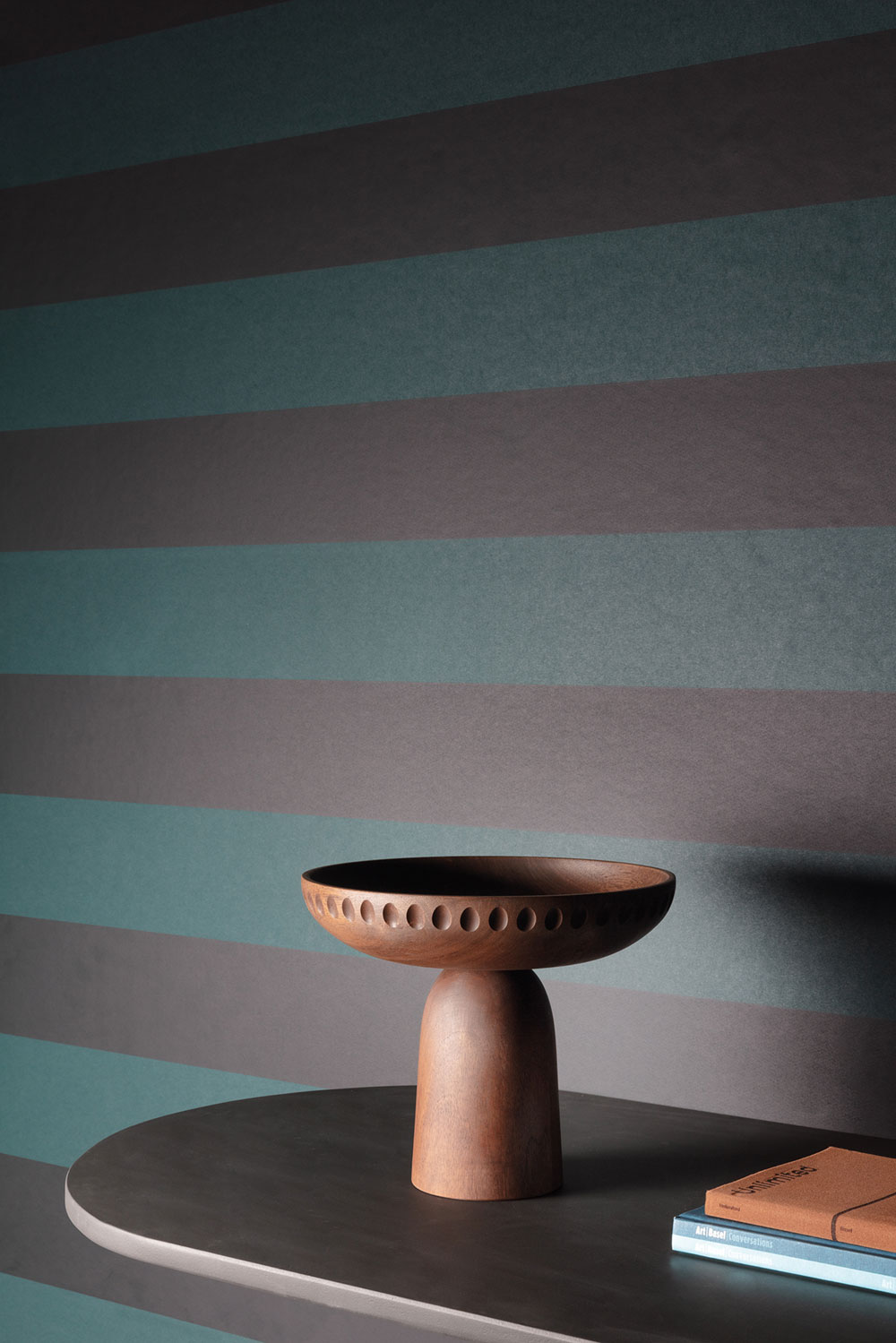 Non-woven wallpaper, green-black, stripes, RHA404, Rhapsody, Masureel