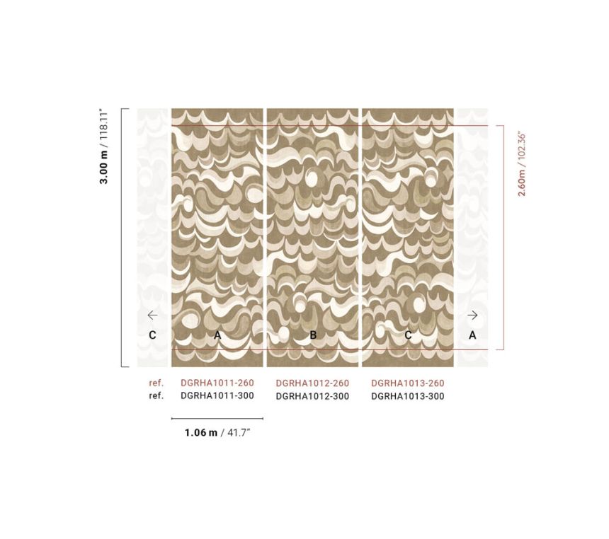 Non-woven wall mural, brown-beige, waves, DGRHA1013-300, Rhapsody, Masureel