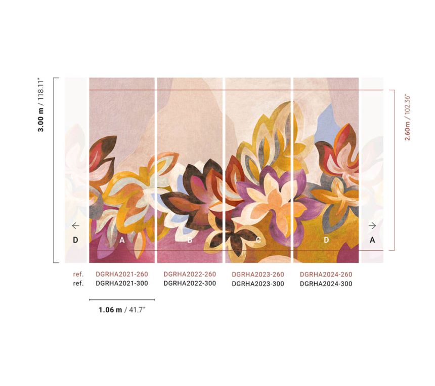 Non-woven wall mural, flowers, DGRHA2021-260, Rhapsody, Masureel
