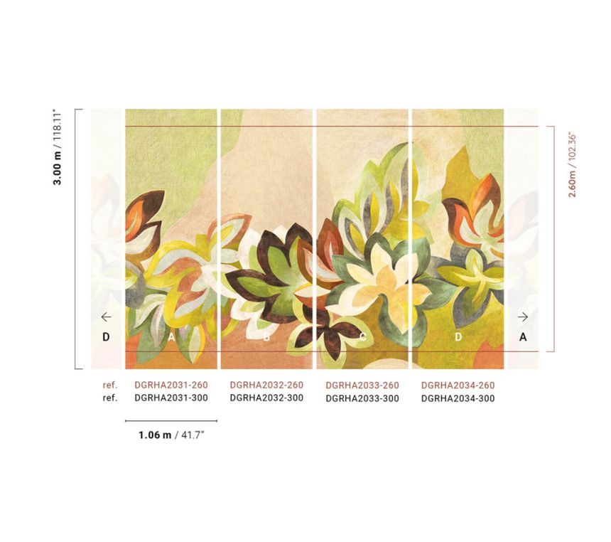 Non-woven wall mural, flowers, DGRHA2031-300, Rhapsody, Masureel