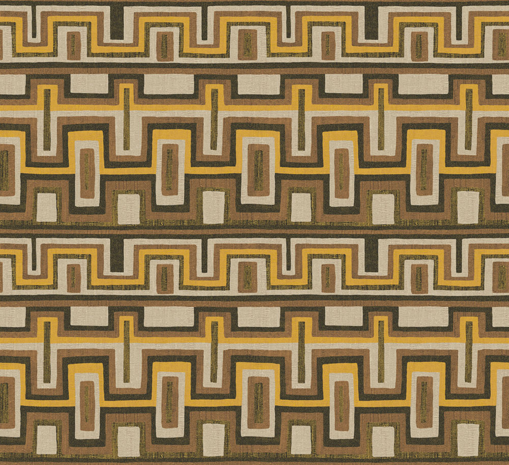 Geometric non-woven wallpaper brown, ethno, AMA002, Amani, Masureel