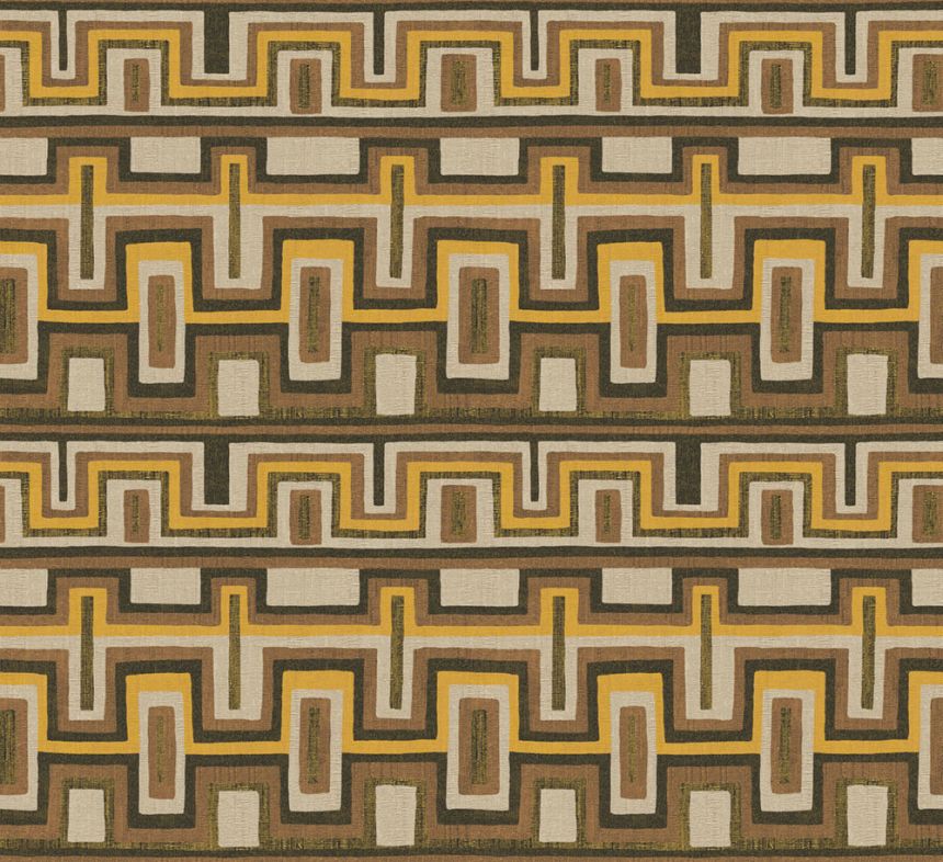 Geometric non-woven wallpaper brown, ethno, AMA002, Amani, Masureel