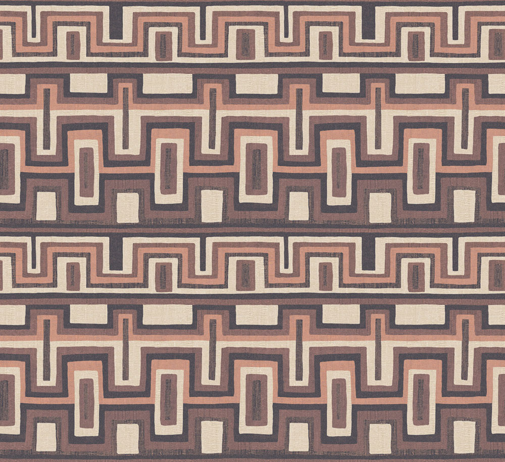 Geometric non-woven wallpaper black-brown, ethno, AMA004, Amani, Masureel
