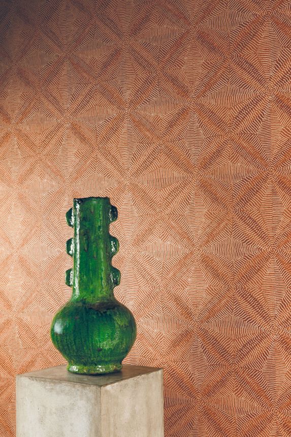 Geometric non-woven wallpaper brown-red, ethno, AMA102, Amani, Masureel