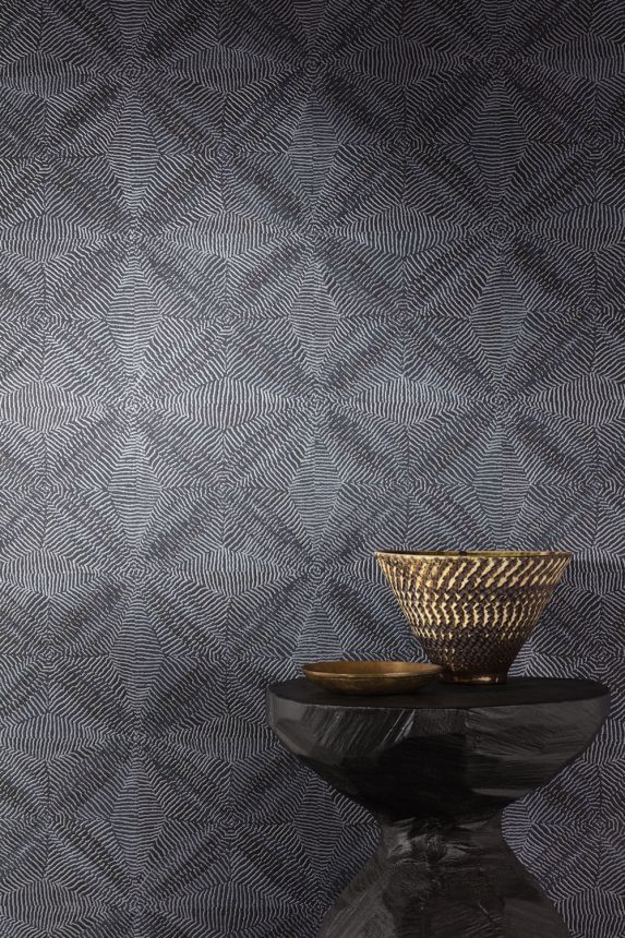 Geometric non-woven wallpaper black, ethno, AMA105, Amani, Masureel