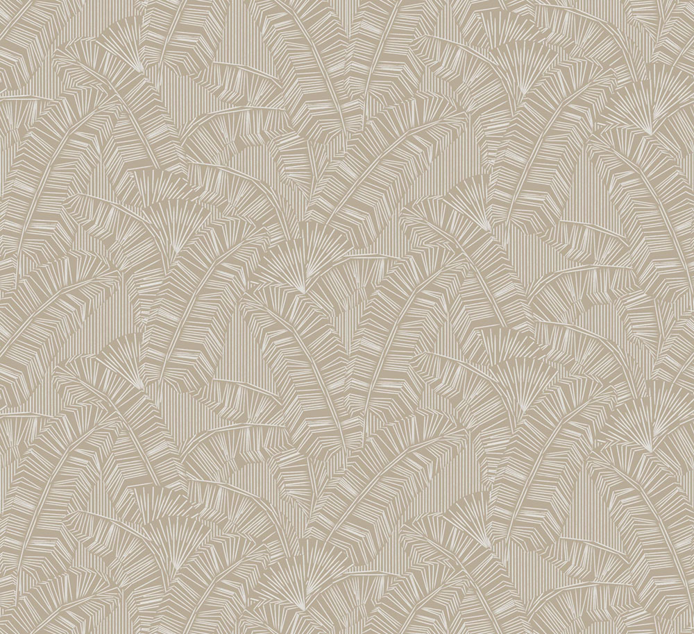Non-woven wallpaper, beige, leaves, AMA401, Amani, Masureel