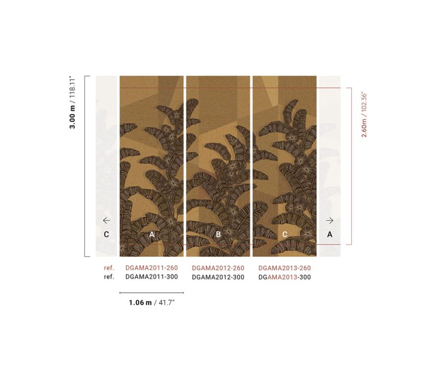 Non-woven wall mural, brown, leaves, DGAMA2011-260,  Amani,  Masureel