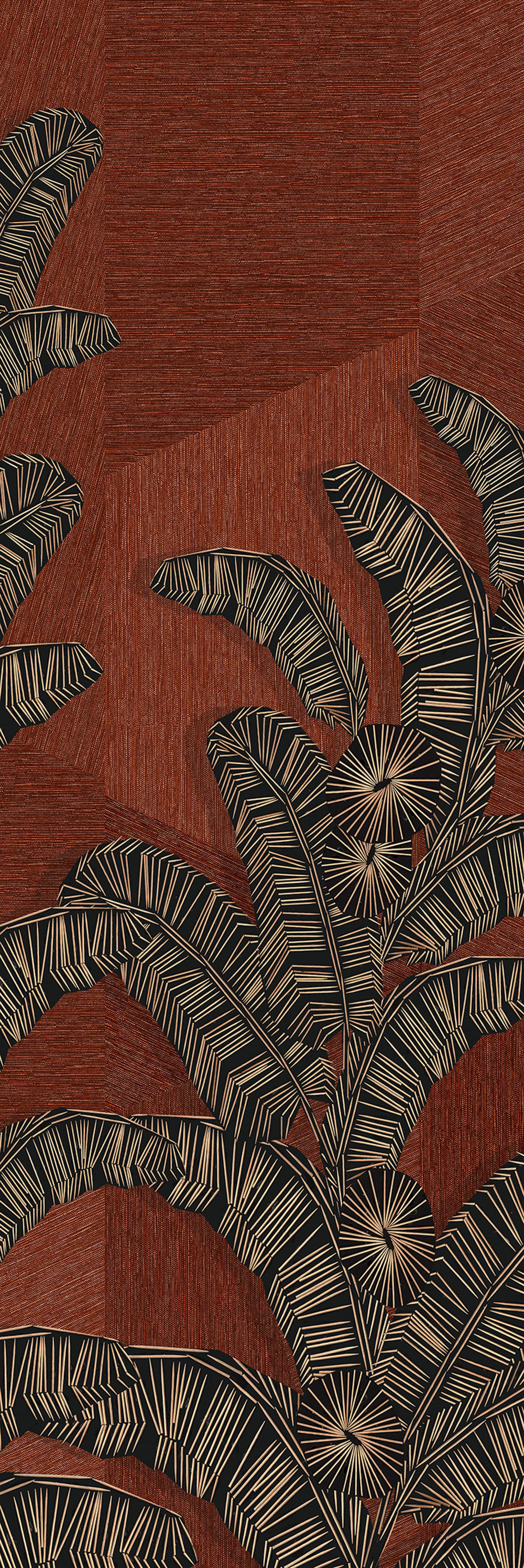 Non-woven wall mural, brown-red, leaves, DGAMA2032-260,  Amani,  Masureel