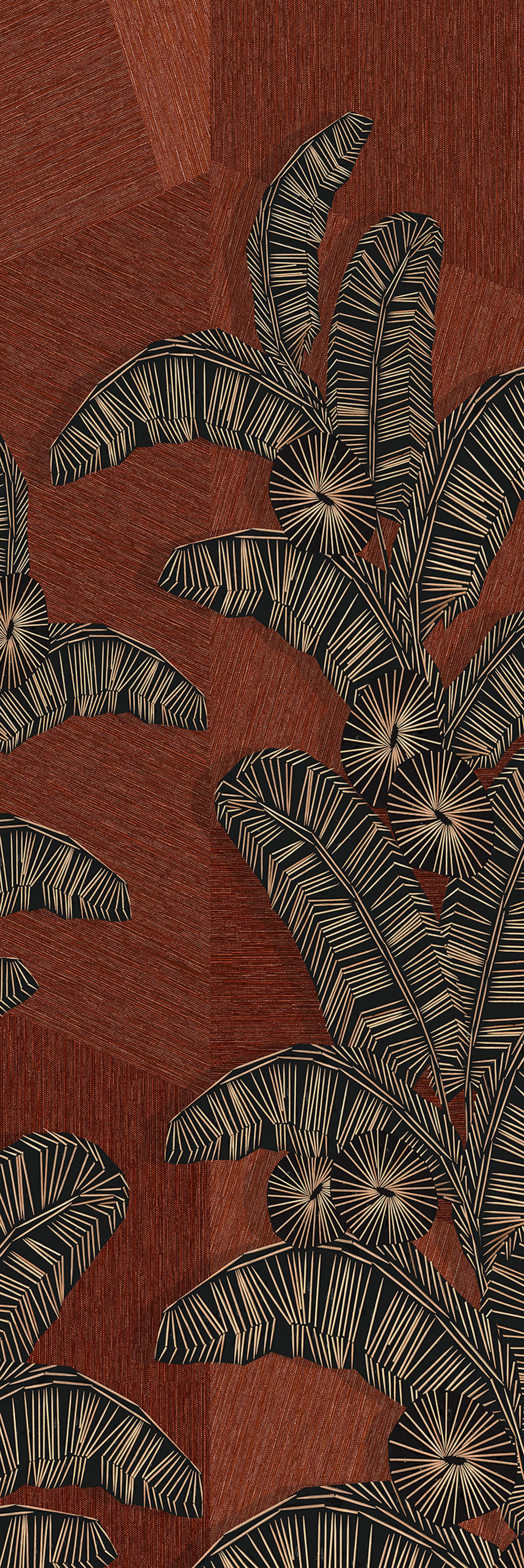 Non-woven wall mural, brown-red, leaves, DGAMA2033-300,  Amani,  Masureel