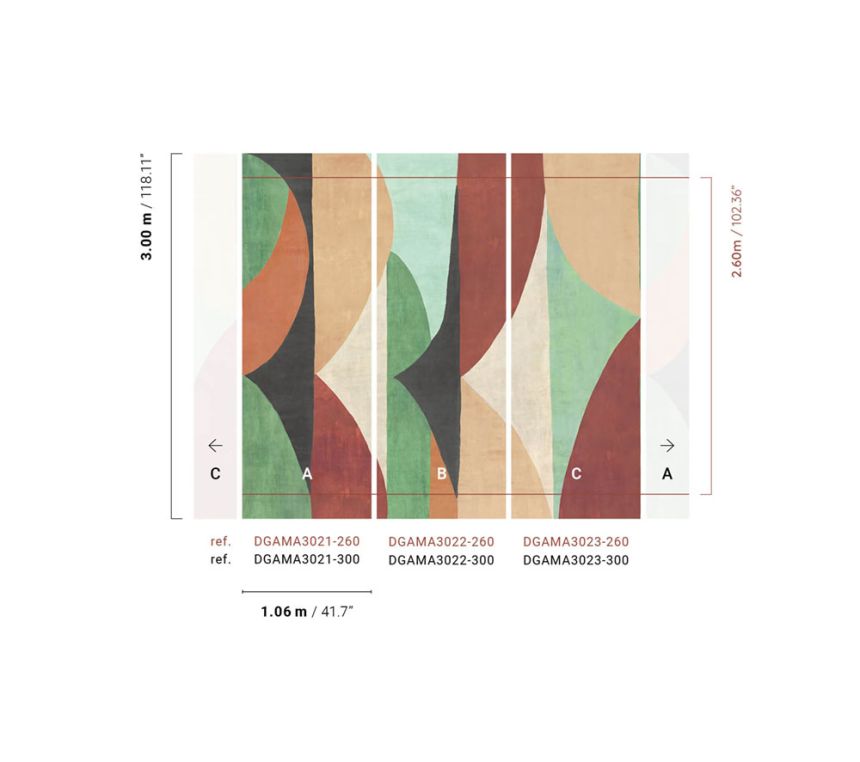 Geometric non-woven wall mural, green-brown, DGAMA3023-300, Amani, Masureel