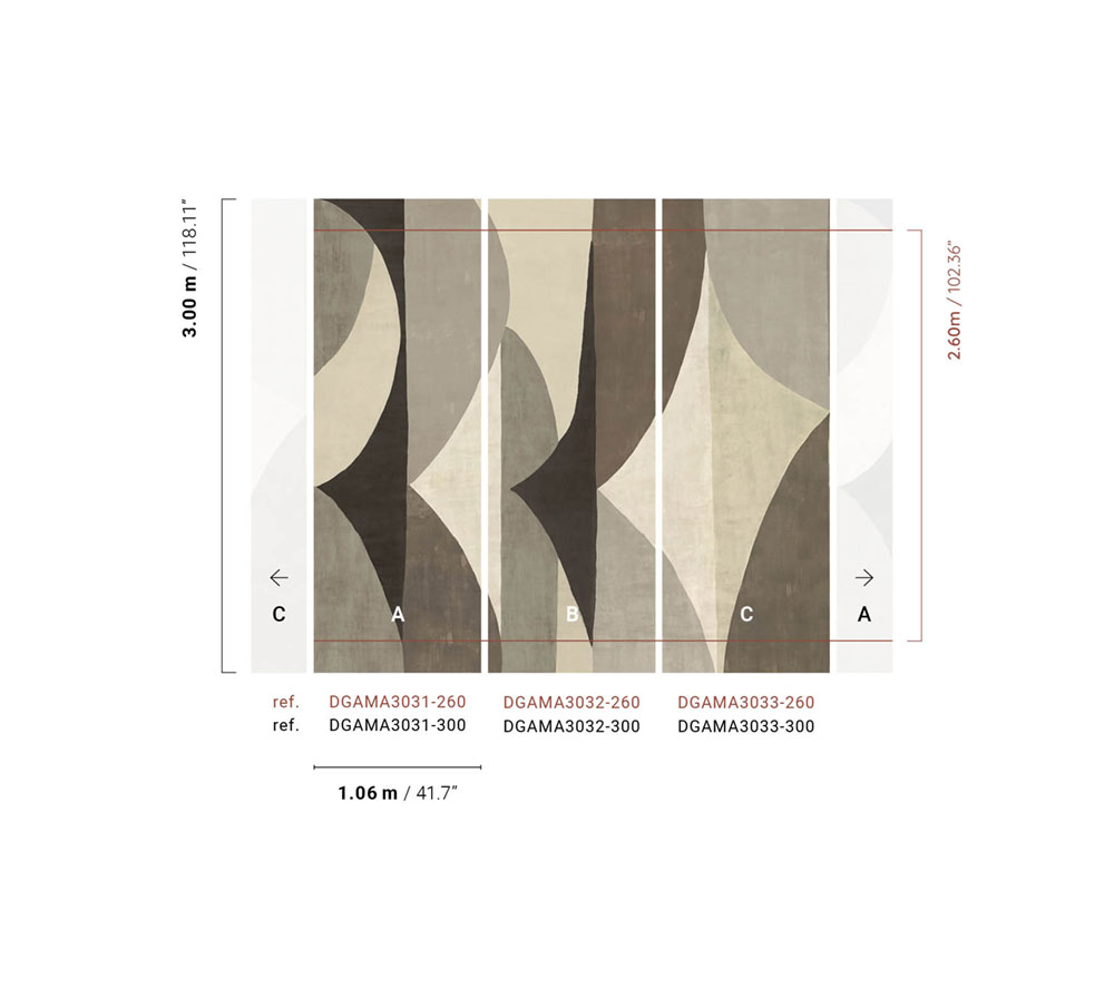 Geometric non-woven wall mural, grey, DGAMA3033-260, Amani, Masureel