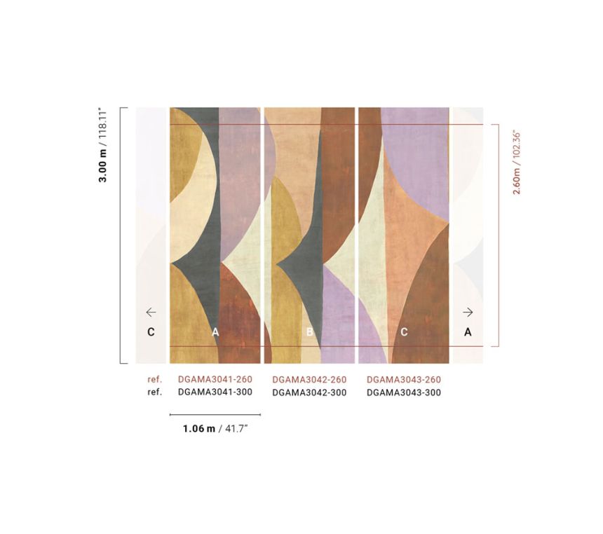 Geometric non-woven wall mural, brown-purple, DGAMA3042-260, Amani, Masureel