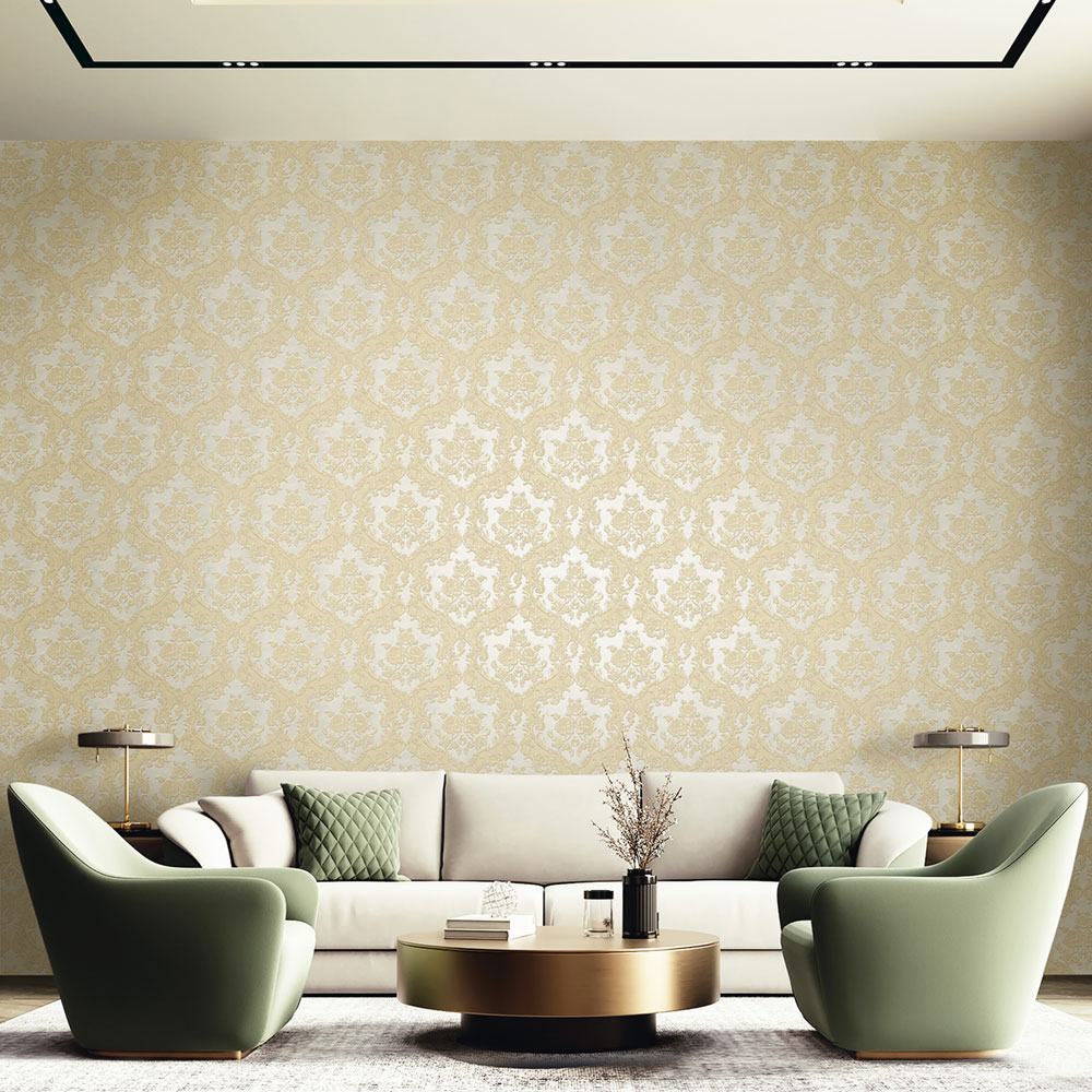 Non-woven wallpaper, cream-gold, baroque pattern, 20028, New Tekko, Emiliana Parati