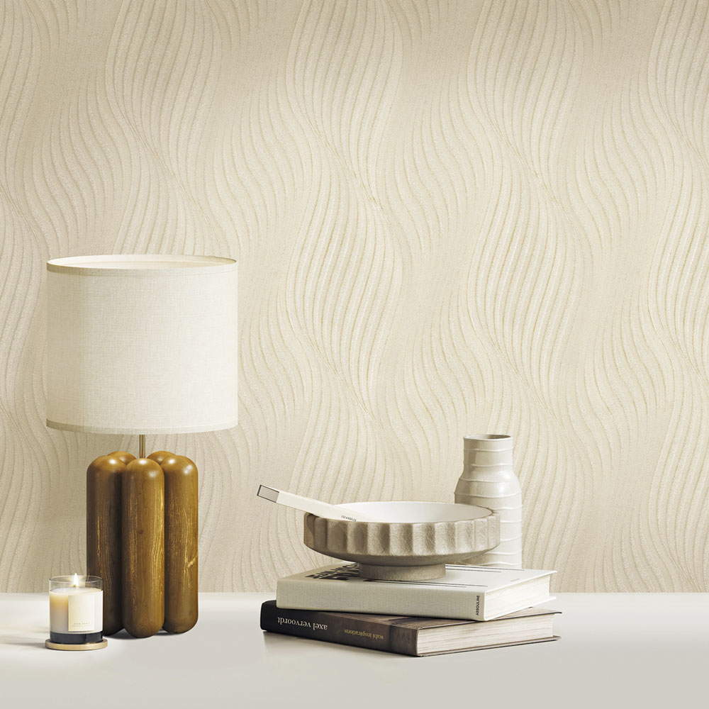 Graphic 3D non-woven wallpaper, beige, 20048, New Tekko, Emiliana Parati