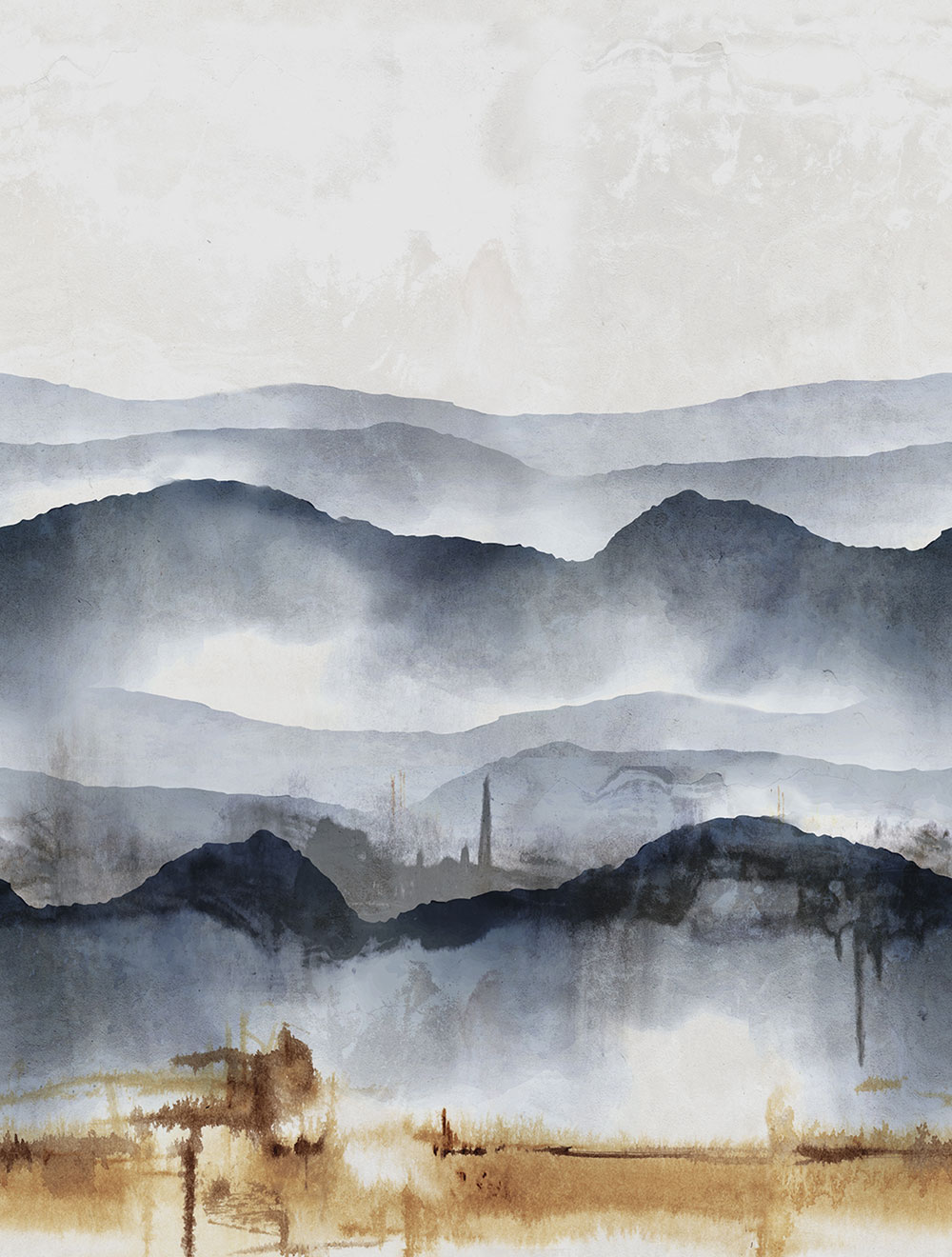 Non-woven wall mural, grey-blue, horizon, FW4001-1, Feature Walls, Decoprint