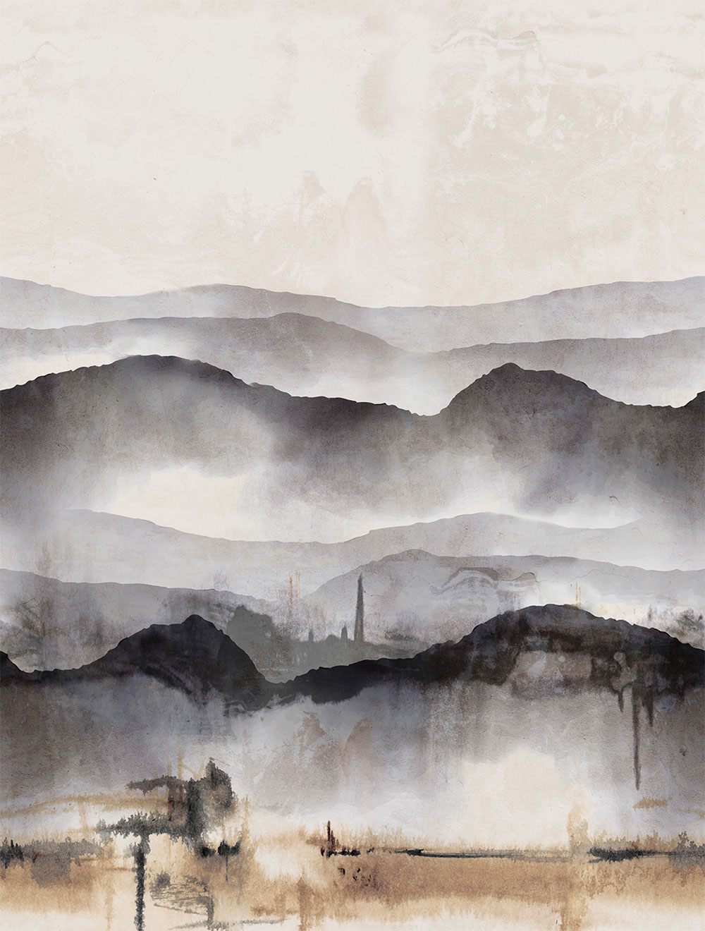 Non-woven wall mural, grey-black, horizon, FW4001-2, Feature Walls, Decoprint