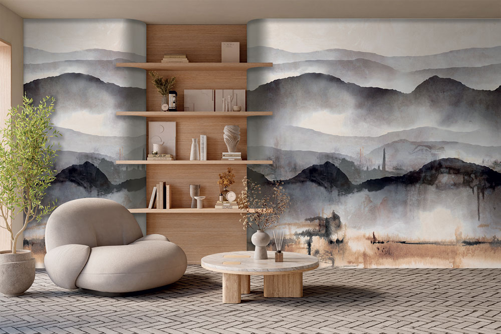 Non-woven wall mural, grey-black, horizon, FW4001-2, Feature Walls, Decoprint