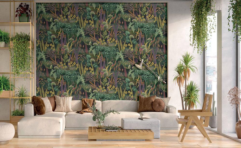 Non-woven wall mural, green, leaves, FW4005-3, Feature Walls, Decoprint