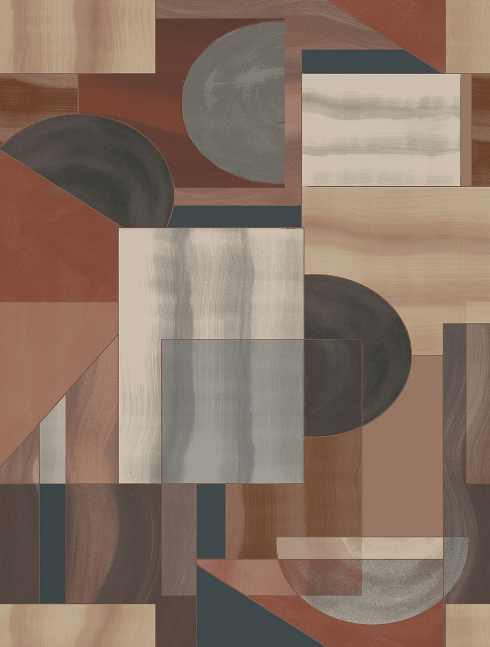 Geometric non-woven wall mural, brown, FW4009-2, Feature Walls, Decoprint