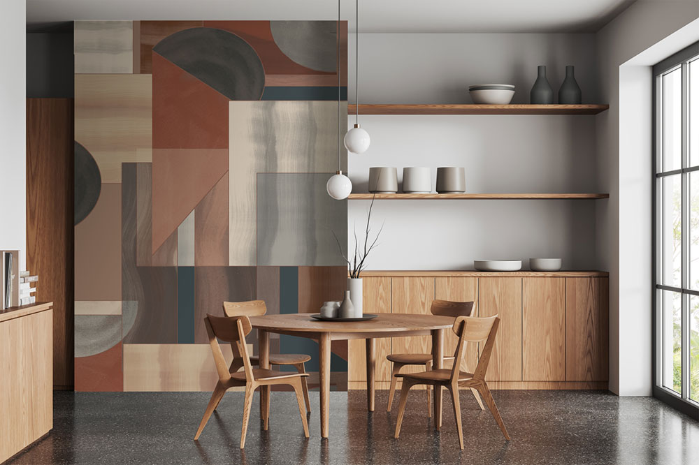Geometric non-woven wall mural, brown, FW4009-2, Feature Walls, Decoprint