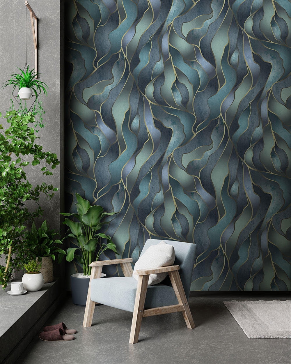 Graphic non-woven wall mural, blue, FW4010-2, Feature Walls, Decoprint