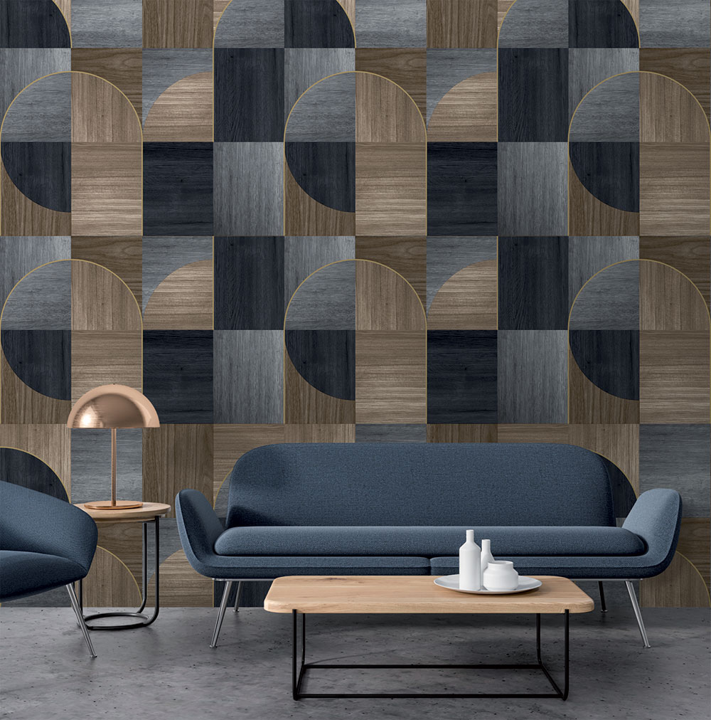 Graphic non-woven wall mural, blue, FW4012-4, Feature Walls, Decoprint