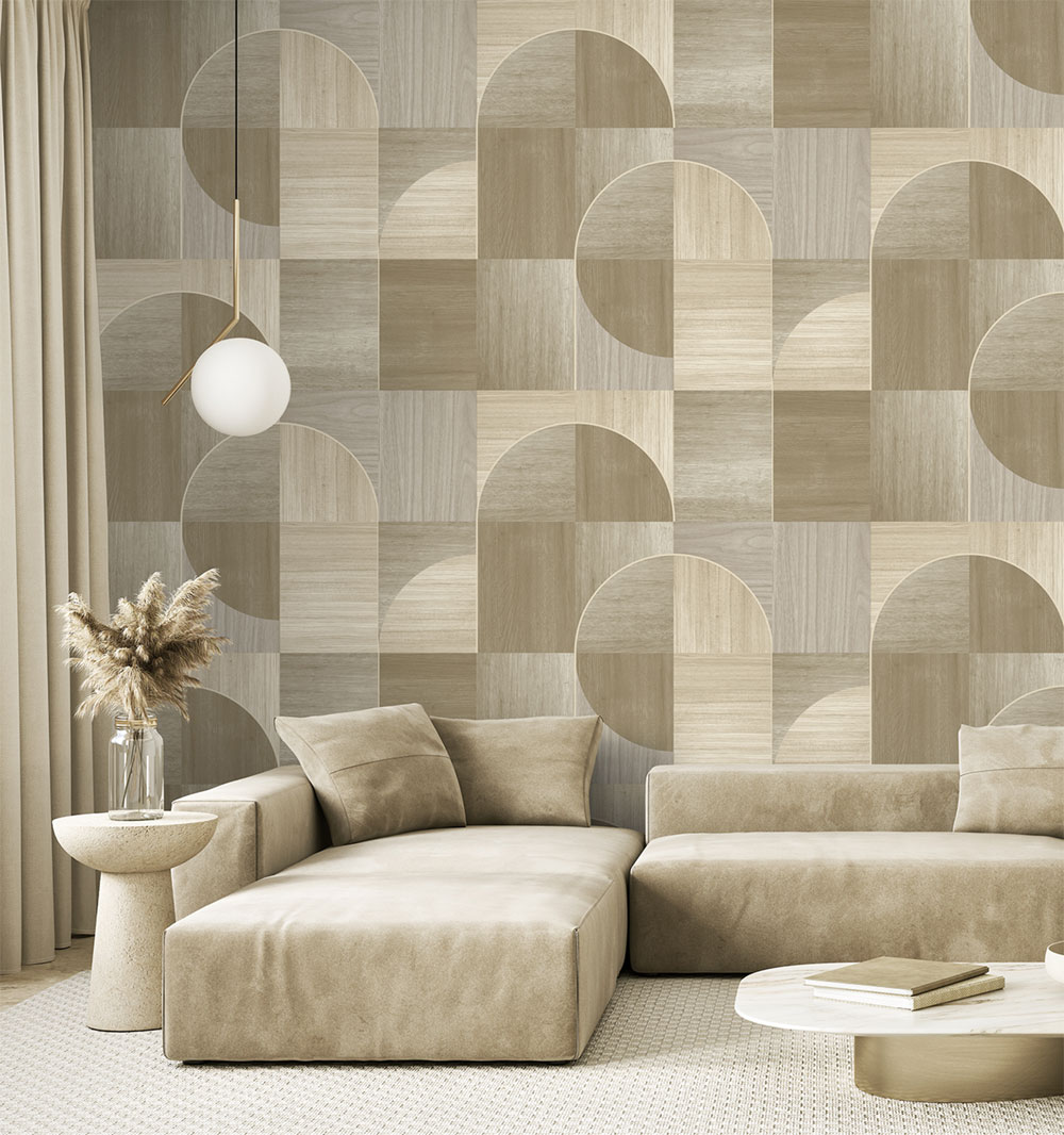 Graphic non-woven wall mural, grey-beige, FW4012-6, Feature Walls, Decoprint