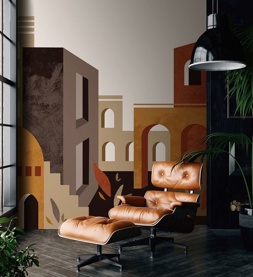 Graphic non-woven wall mural, brown, FW4014-2, Feature Walls, Decoprint