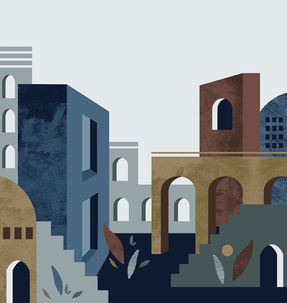 Graphic non-woven wall mural, blue, FW4014-5, Feature Walls, Decoprint