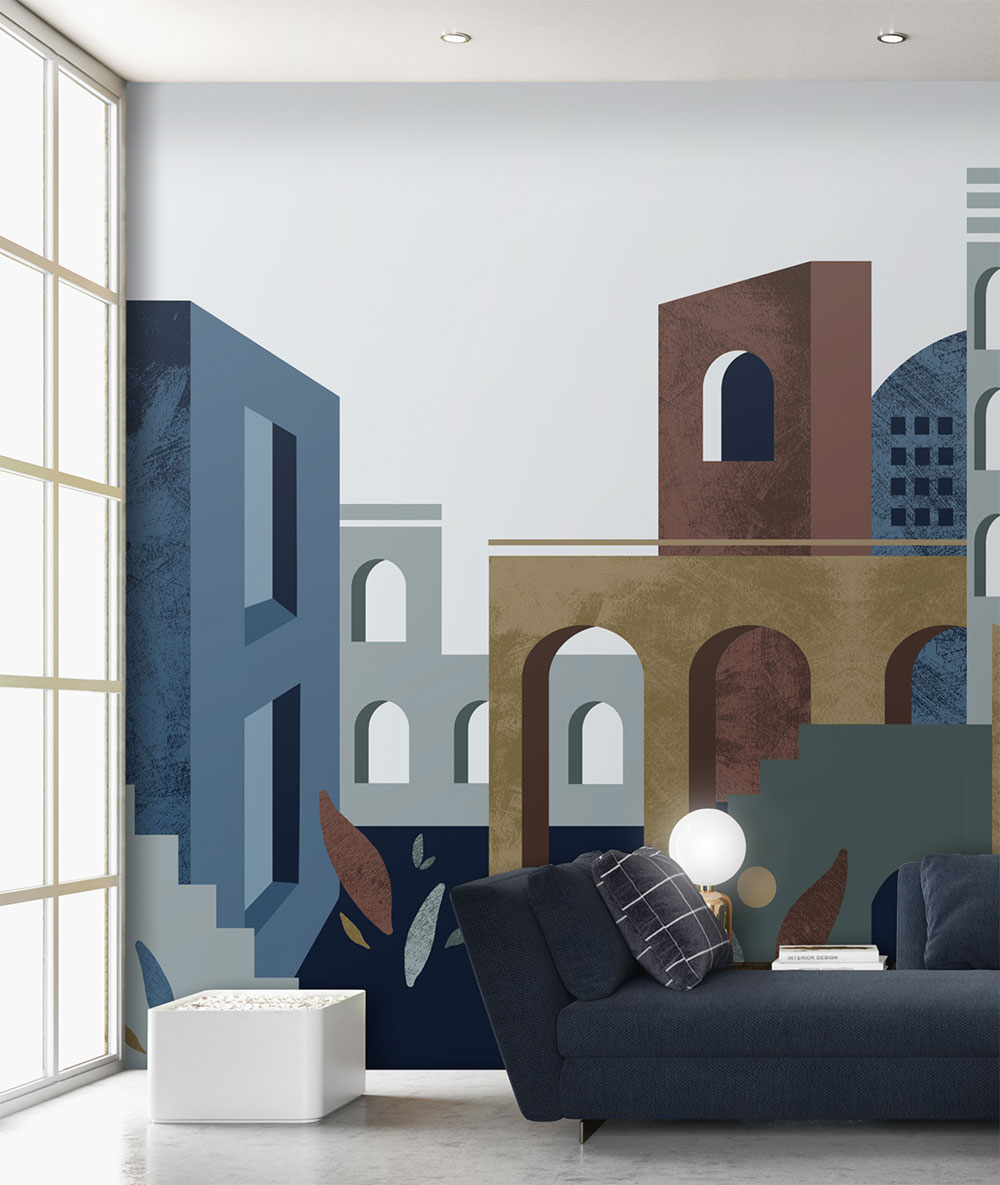 Graphic non-woven wall mural, blue, FW4014-5, Feature Walls, Decoprint