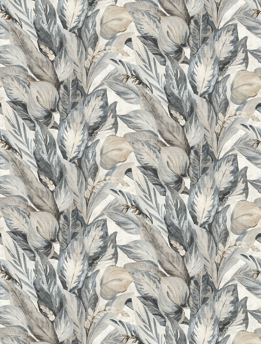 Non-woven wall mural, grey-beige, leaves, FW4016-6, Feature Walls, Decoprint