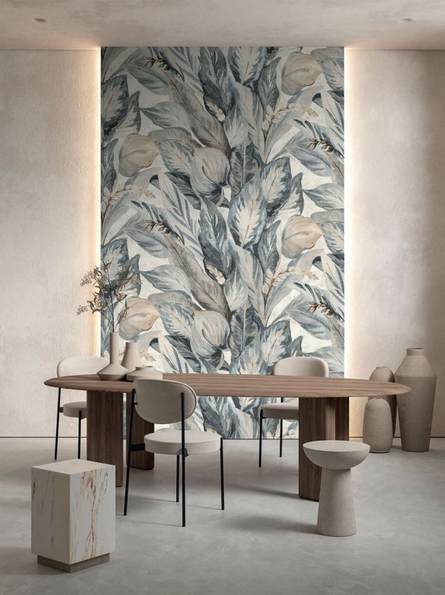 Non-woven wall mural, grey-beige, leaves, FW4016-6, Feature Walls, Decoprint