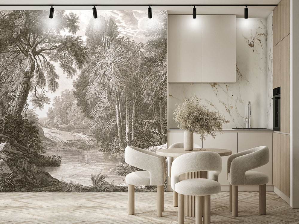 Non-woven wall mural, brown-grey, forest, trees, FW4019-2, Feature Walls, Decoprint