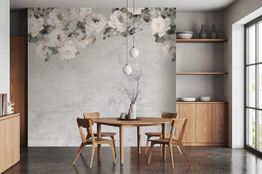 Non-woven wall mural, grey, flowers, FW4023-3, Feature Walls, Decoprint