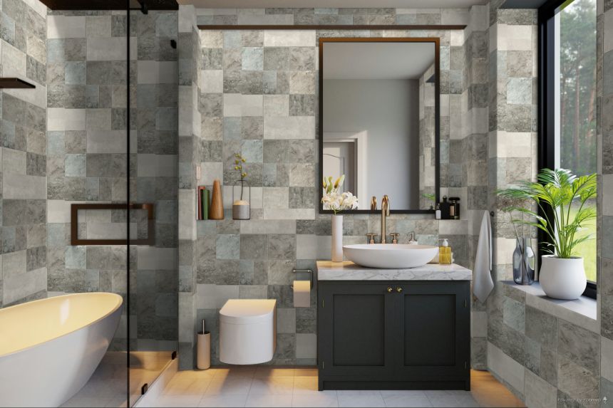 Washable vinyl bathroom / kitchen wallpaper Tiles, 5702-10, Vavex 2026