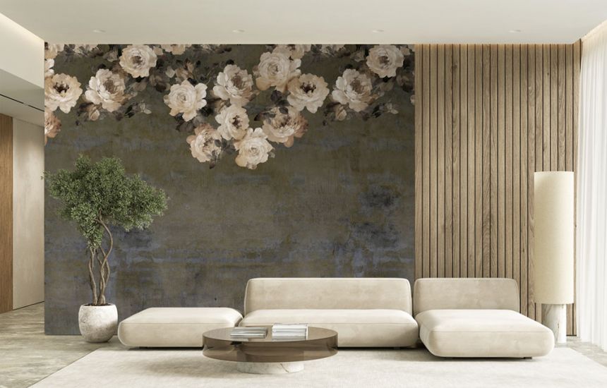 Non-woven wall mural, brown, flowers, FW4023-5, Feature Walls, Decoprint