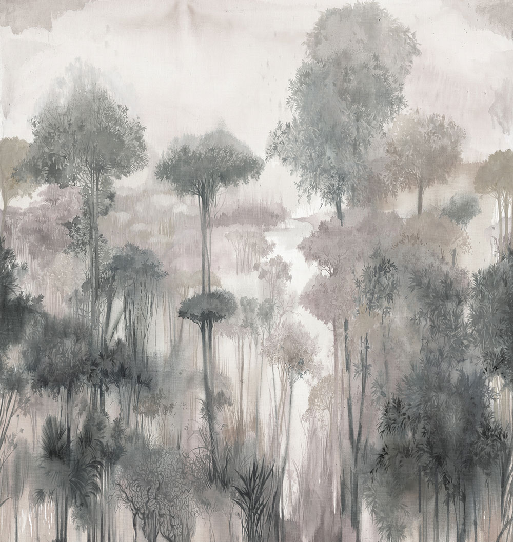 Non-woven wall mural, grey-beige, forest, trees, FW4024-4, Feature Walls, Decoprint