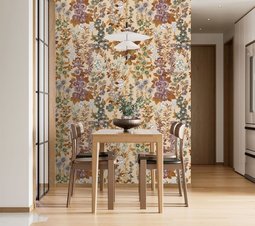 Non-woven wall mural, beige, flowers, FW4025-11, Feature Walls, Decoprint